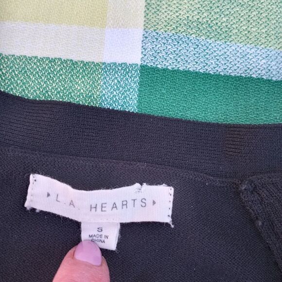 l.a.Hearts S Black Longsleeves Cropp Knit Button Up Women's Top Cardigan - Picture 8 of 9